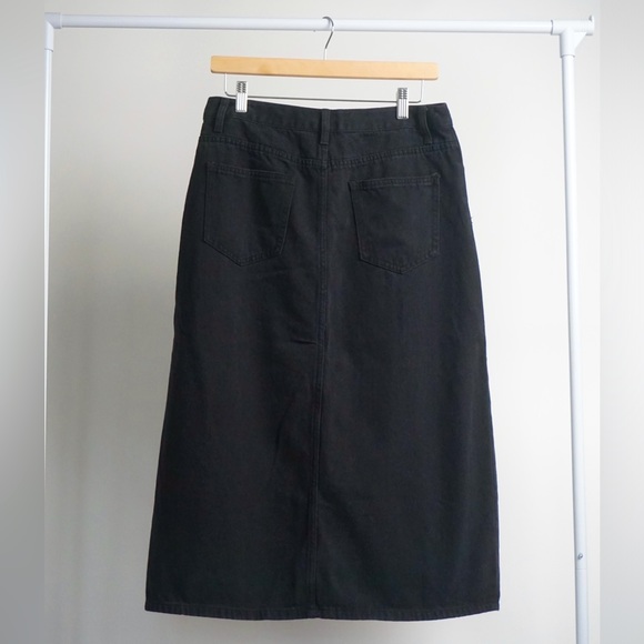 CIDER Black Denim Side Split Midi Skirt - Picture 4 of 6
